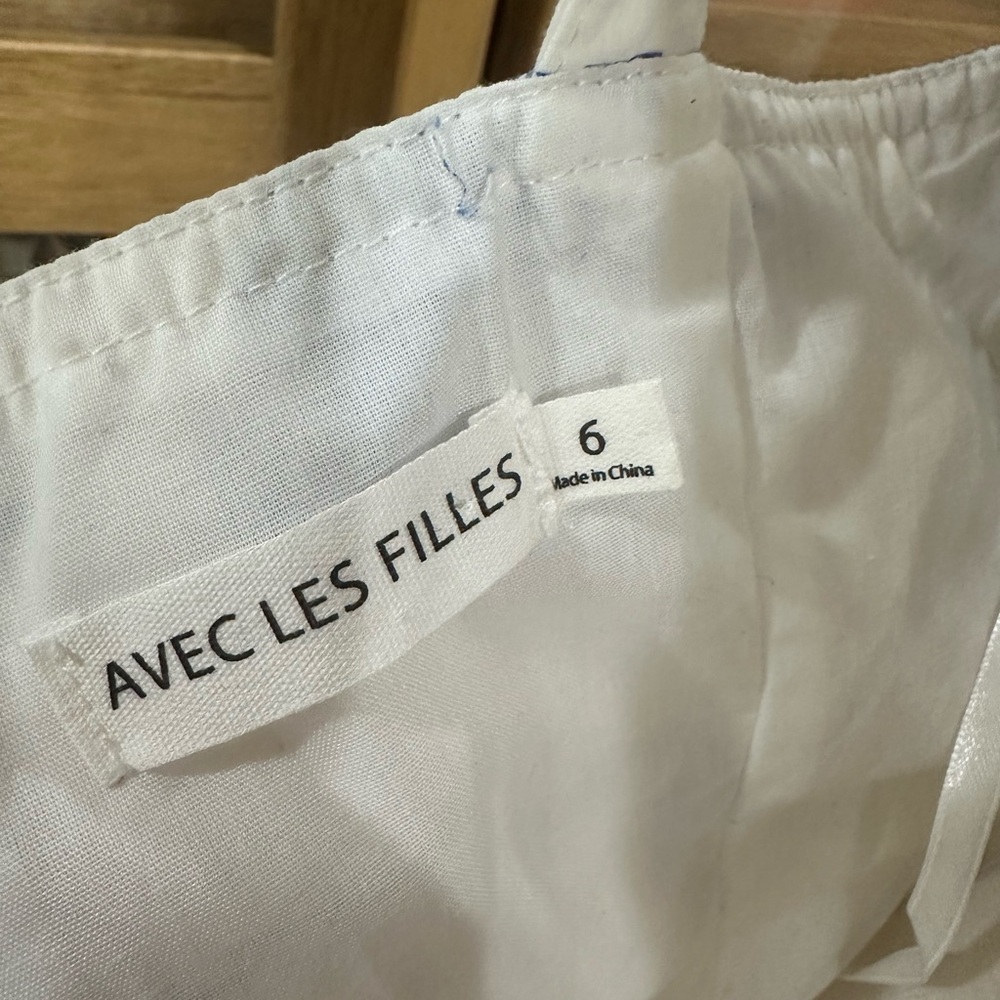 Avec Les Filles Blue Toile Coastal Print Fit & Flare Dress Size 6 Cottagecore - Picture 7 of 8